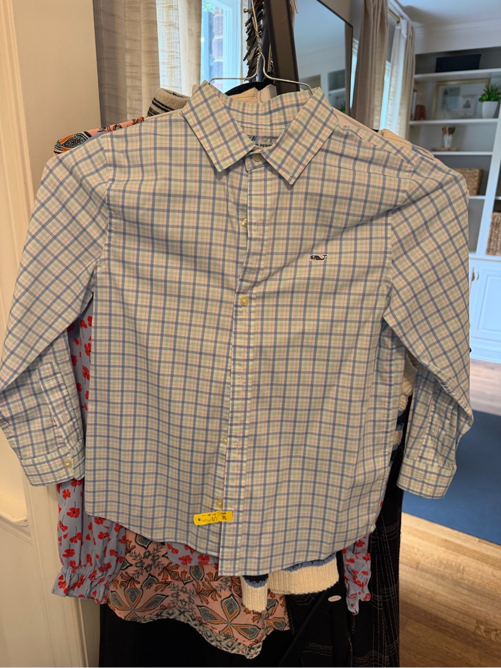 Vineyard Vines Light Blue and White Plaid Button-Down Shirt